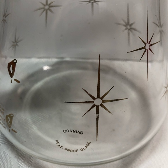 Vintage MCM Pyrex Corning 1960s Atomic Star Burst 4 Cup Coffee Pot Carafe - Picture 9 of 14